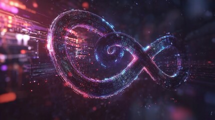 Poster - Infinity Symbol Integrated with Technology Background in Bright Colors
