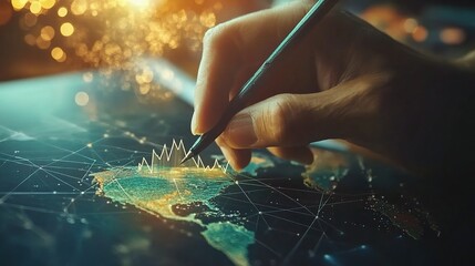 Poster - Hand Sketching Rising Graph on Global Map with Creative Design
