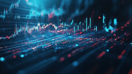 Poster - Abstract Financial Graph with Uptrend Line and Arrows for Analysis