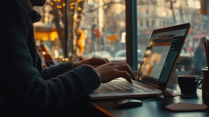 Poster - Person Typing on Laptop while Engaging in Online Activity