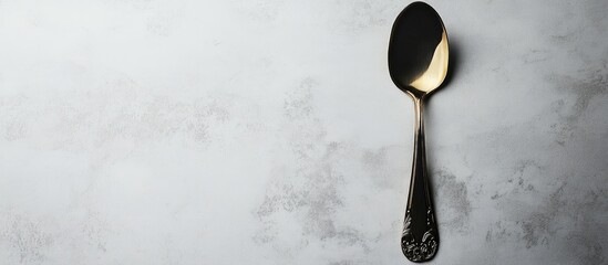 Poster - elegant extended spoon on textured surface with empty space for supplementary content or food presen