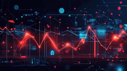 Poster - Futuristic 2D Business Background with Data Visualization Elements