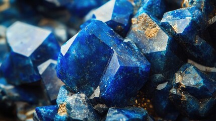 Poster - Blue Gemstone Background Featuring Crystalline Structure of Sapphire and Lapis Lazuli with Empty Space for Text or Graphic Overlay