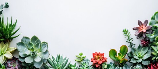 Poster - Floral Succulent Arrangement with Blank Space for Creative Text or Messaging on a Light Background