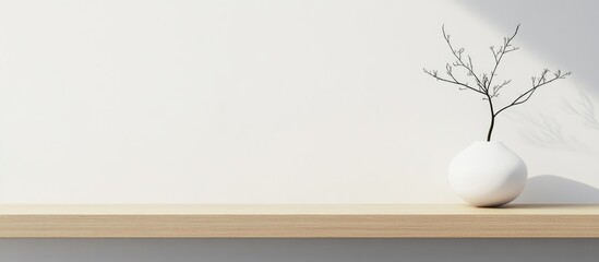 Poster - minimalist home decor scene with empty shelf and stylish vase showcasing a dried branch highlighting