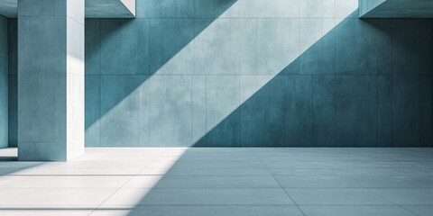 Poster - Textured blue concrete backdrop for photography featuring light and shadows with empty space for captions or branding elements.