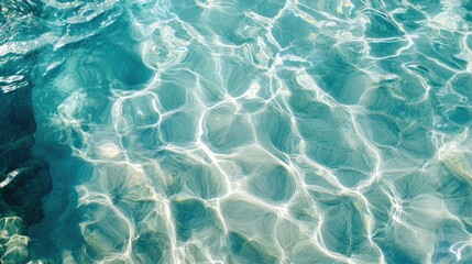 Aufkleber - tranquil crystal clear ocean water reflections under sunset light with space for text and design ele