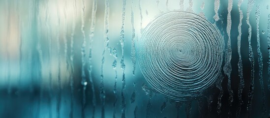 Poster - Wet window with fingerprints and condensation creating artistic patterns ideal for text placement and advertising layouts
