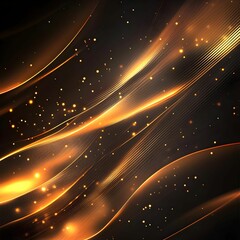 Poster - Abstract Gold and Black Wave Background with Sparkling Lights