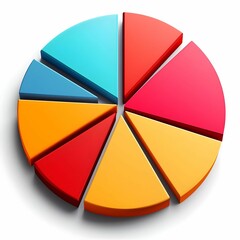 Poster - Colorful 3D Pie Chart with Segments Representing Data Visualization
