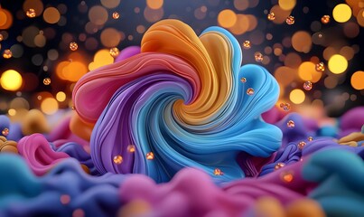 Poster - Colorful Swirling Abstract Design with Soft Fluid Shapes and Lights
