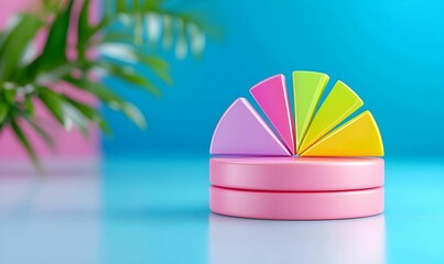 Poster - Colorful Geometric Shapes on Pink and Blue Background Display