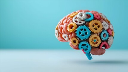 Poster - Colorful Brain with Gears Representing Creativity and Innovation
