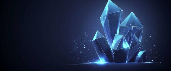 Poster - a blue crystal formation is lit up with a blue glow