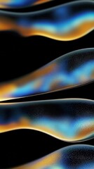 Poster - Dynamic Iridescent Black Forms with Rainbow Glows Abstract Art Dark Background Fluid Motion Modern Design