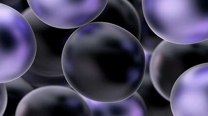 Poster - Dynamic Display of Glowing Purple and Black Mirrored Spheres in Abstract Art Digital Realm Futuristic Environment