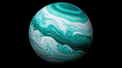 Sticker - Abstract Teal Blue and White Swirling Planet in Outer Space