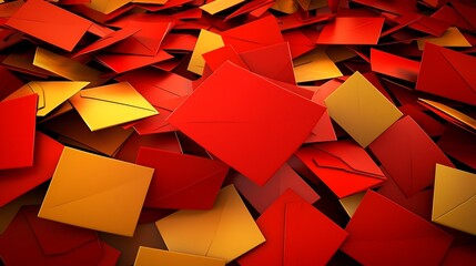 Poster - Beautifully arranged Lunar New Year envelopes with golden accents and a text placeholder in a stylish 3D the festive and traditional oriental culture
