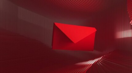 Poster - Sleek and sophisticated modern minimalist red envelope design with a smooth layout and text friendly 3D for branding marketing and advertising applications