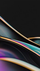 Poster - Dynamic Abstract Glowing Curves Digital Space Graphic Design Iridescent Black and Teal Environment Futuristic Viewpoint