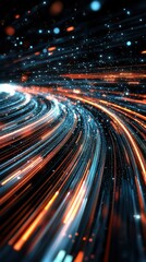 Poster - Dynamic Light Trails of Red and Blue Blending into Motion Abstract Background Digital Art Vibrant Colors Futuristic Viewpoint