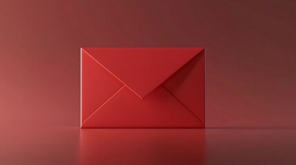 Poster - Elegant and modern minimalist red envelope design with a smooth geometric layout perfect for digital invitations brochures corporate identity or other creative projects