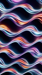 Poster - Fluid Chrome Waves with Sharp Reflections Abstract Art Futuristic Design Digital Environment High-Contrast Viewpoint