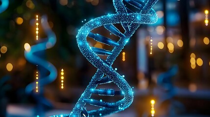 Poster - Glowing DNA Helix Structure in Abstract Scientific Background