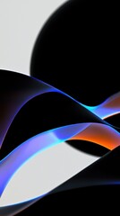 Poster - Dynamic Dark Spheres Abstract Design Digital Art Matte Black and Glowing Edges Modern Conceptual Environment
