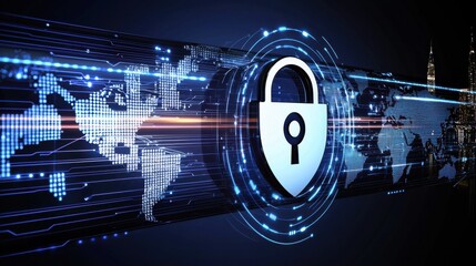 Poster - Cybersecurity Lock Image Digital World Graphic Design High-Tech Environment Modern Viewpoint
