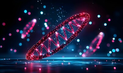 Poster - Abstract Digital Representation of DNA Molecule with Glowing Particles