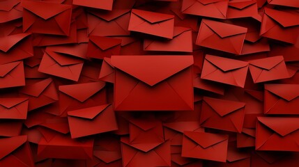 Poster - Elegant and dynamic 3D featuring cascading layers of red envelopes with gold accents creating a festive and auspicious background with an editable text placeholder