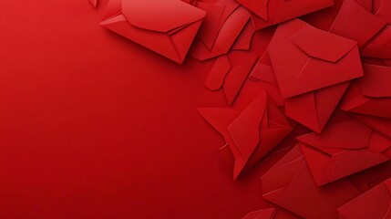 Poster - Elegant Red Envelope Pattern Over Clean White Background for Festive Designs 3D with Minimalist Modern and Text Friendly Layout
