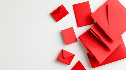 Poster - Elegant Red Envelope Pattern with Clean White Background Perfect for Festive Greetings Corporate Branding or Premium Product Packaging