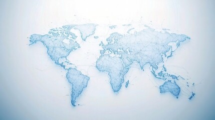 Poster - Digital Blue World Map With Global Network Connection Visualization