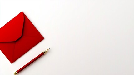 Poster - Minimalistic red envelope with a gold border highlighting a text placeholder rendered in a 3D style  The design features a clean elegant