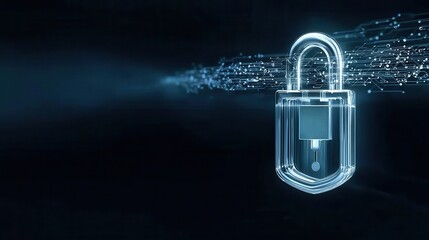 Poster - Cybersecurity Event Modern Digital Lock Technology Virtual Space Graphic Design High-Tech Environment Futuristic View