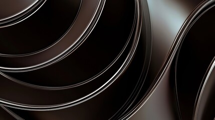 Poster - Elegant Black and Chrome Loops Twisting into Infinite Forms Abstract Art Modern Design Studio Environment Close-Up Perspective