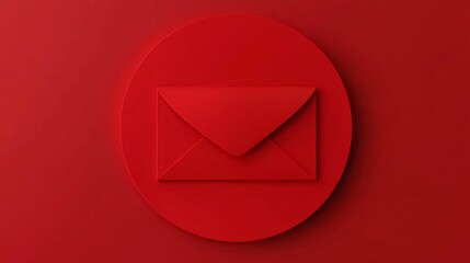 Poster - Elegant red circular envelope pattern with a minimalist clean text area created in a 3D style  This abstract graphic design can be used for branding packaging invitations greeting cards