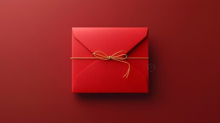 Poster - Luxurious 3D of a Red Envelope Bundle Tied with Golden String on an Elegant Background  Suitable for Corporate Events Financial Success or Festive