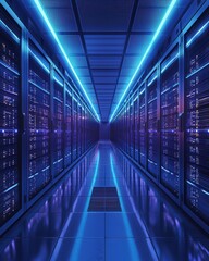 Poster - Secure Database Infrastructure Data Center Digital Technology Sleek Environment Modern Viewpoint Cybersecurity Concept