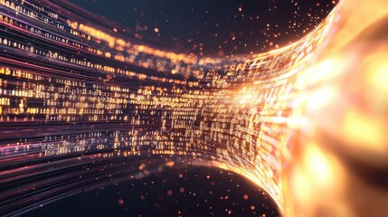 Poster - Dynamic Visualization of Encrypted Data Streams Digital Realm Abstract Art Tech Environment Close-Up View Data Security Concept