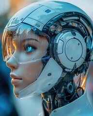 Poster - AI-Driven Security Technology Urban Setting Futuristic Content Sleek Environment Close-up View Modern Concept Design