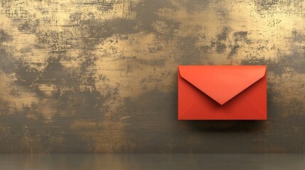 Poster - Detailed 3D of a red envelope lying flat on a gold textured surface with an open text zone for use in festive celebratory or promotional designs and materials