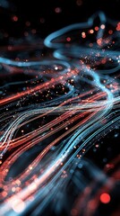 Poster - Dynamic Light Trails of Red and Blue Blending into Abstract Patterns Dark Background Digital Art Vibrant Atmosphere