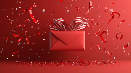 Poster - Bold and striking red envelope pattern with dynamic clean text space perfect for festive 3D design advertising branding and marketing materials