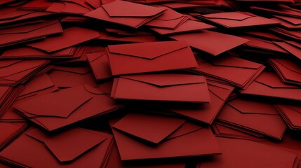 Poster - Elegant stacked red envelopes in a traditional repeating pattern providing a clean and modern background for text overlay or graphic design  Ideal for Chinese New Year corporate holiday cards
