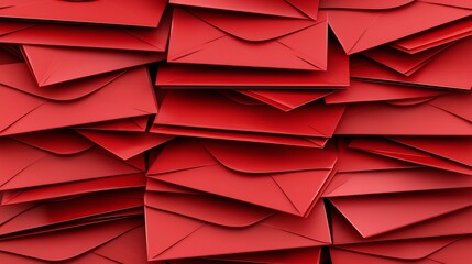 Poster - Stacked red envelopes arranged in a traditional repeating pattern with a clean minimalist backdrop  This 3D offers a creative and auspicious design for Chinese New Year themed projects