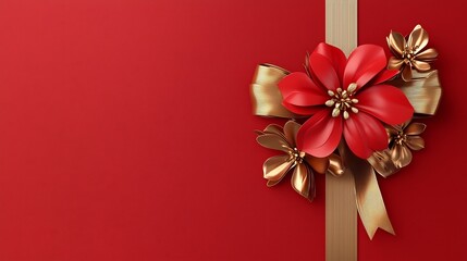 Poster - Minimal and modern red envelope layout design with luxurious gold color hues and an editable text zone suitable for various invitations cards or branding purposes