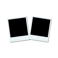 Two blank polaroid photo prints isolated on white background